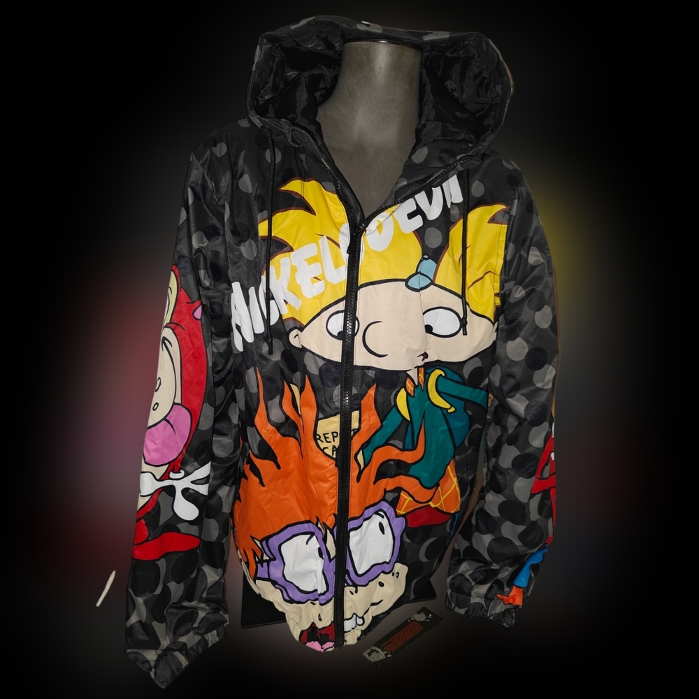 Retro 90s Nickelodeon Cartoon Jacket! Puffer Medium Rugrats Hey Arnold!